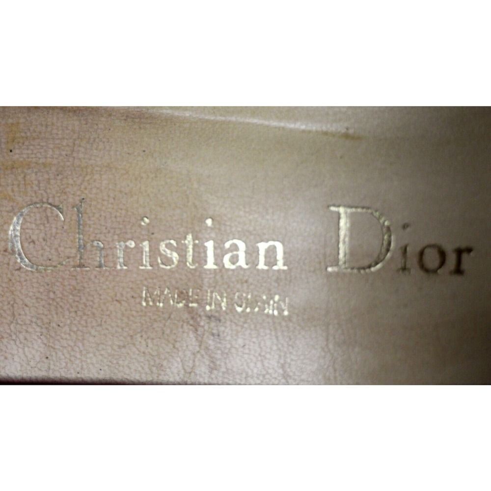 Christian Dior RED BURGUNDY GENUINE LEATHER MID HEEL ROUND TOE PUMP SHOES Size 9 - Picture 9 of 12
